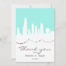 Chicago Skyline Mint e vintage rosa