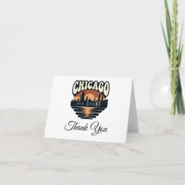 Cartão De Agradecimento Chicago Skyline Thank You Card | Vintage Art Style