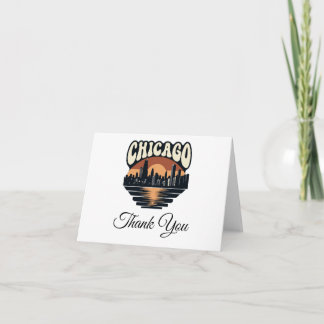 Cartão De Agradecimento Chicago Skyline Thank You Card | Vintage Art Style