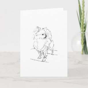 Cartão De Agradecimento Chihuahua de Cabelo Longo - Ilustração Minimalista