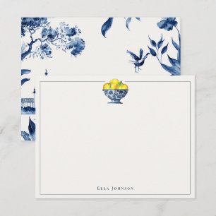 Cartão De Agradecimento Chinoiserie azul e branco