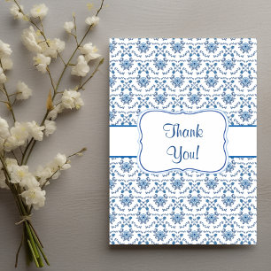 Cartão De Agradecimento Chinoiserie Delft Blue Pattern ・ Casamento Perso