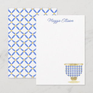 Cartão De Agradecimento Chinoiserie Watercolor Vase Chic