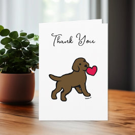 Cartão De Agradecimento Chocolate Labrador Puppy com coração