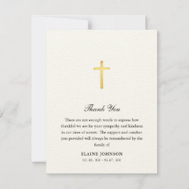 Cartão De Agradecimento Christian Funeral Dourado Cross Obrigado