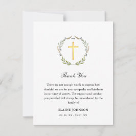 Cartão De Agradecimento Christian Funeral Wreath & Cross Obrigado