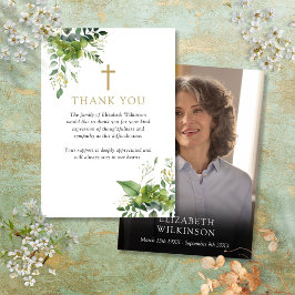 Cartão De Agradecimento Christian Greenery Memorial Foto Funeral