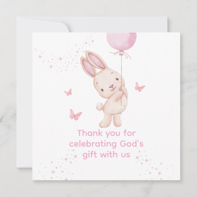 Cartão De Agradecimento Christian Pink Girl Baby Shower Thank You Card (Frente)