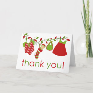 Cartão De Agradecimento Christmas Baby Laundry Girl Thank You Card