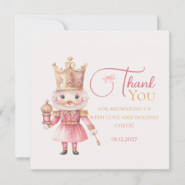 Cartão De Agradecimento Christmas Baby Shower Pink Nutcracker Thank You