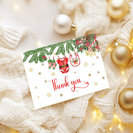 Cartão De Agradecimento Christmas Baby Shower Thank You Card Santa Baby 