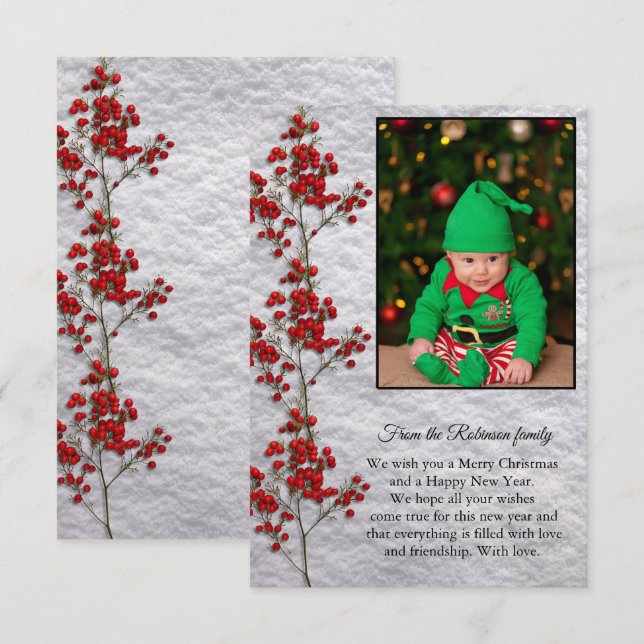 Cartão De Agradecimento Christmas Card With a Smiling and Happy Baby. (Frente/Verso)