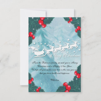 Cartão De Agradecimento Christmas Card With Santa's Reindeer