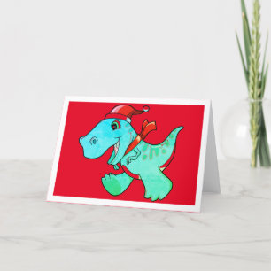 CARTÃO DE AGRADECIMENTO CHRISTMAS DINOSAUR FOR KIDS GREETING CARD
