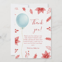 Cartão De Agradecimento Christmas Festive Balloon Red Leaves Baby Shower