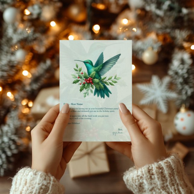 Cartão De Agradecimento Christmas Holly Hummingbirds Thank You Card (Criador carregado)