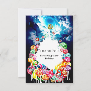 Cartão De Agradecimento Chupeta Boho Candyland Aniversário