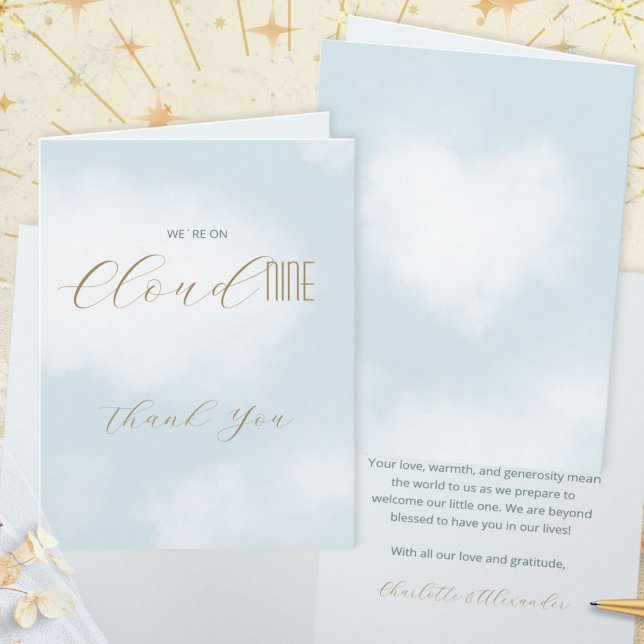 Cartão De Agradecimento Chuva 9 Azul Celestial Chás de Bebê (Cloud 9 Celestial Blue Baby Shower Thank You Card ©Susanne Sachers - Sunny Mind 🌞)