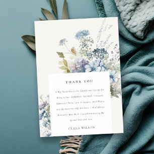 Cartão De Agradecimento Chuva Azul Água Cottage Floral Chuveiro Nupcial