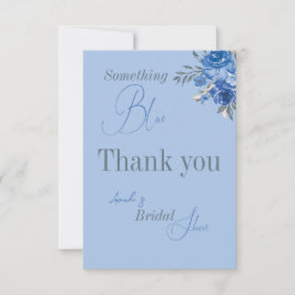 Cartão De Agradecimento Chuva Azul Aquarela Floral Chá de Noiva