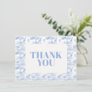 Cartão De Agradecimento Chuva Azul de Chinoiserie de Jouy Baby Shower