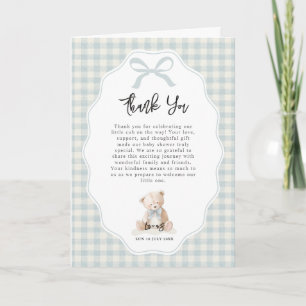 Cartão De Agradecimento Chuva Azul do Ursinho Baby Shower