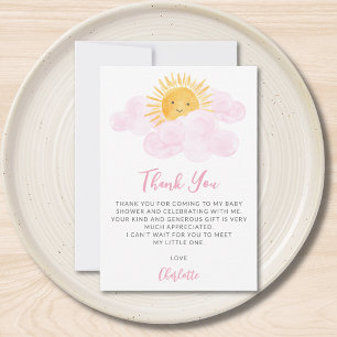 Cartão De Agradecimento Chuva de Amor: Baby Shower de Menina