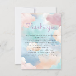 Cartão De Agradecimento Chuva de Amor: Festa de Noivado em Tons Pastel