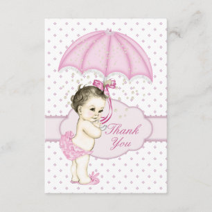 Cartão De Agradecimento Chuva de Amor Menina do Guarda-Chuva Chá de Bebê A