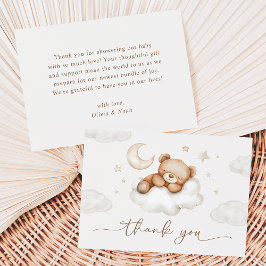 Cartão De Agradecimento Chuva de Amor: Teddy Bear Baby Shower On Cloud Nin