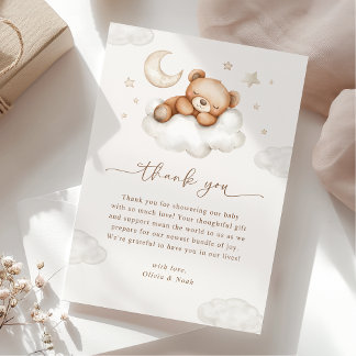 Cartão De Agradecimento Chuva de Amor: Urso de Pelúcia On Cloud Nine Chá d