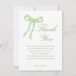 Cartão De Agradecimento Chuva de Arroz com Laço Verde Ela Está Casando