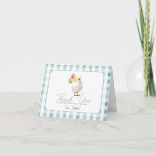 Cartão De Agradecimento Chuva de Azul Xadrez Azul para Bebê Silly Goose