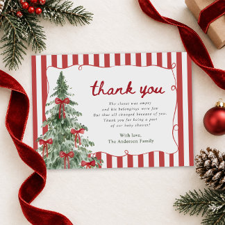 Cartão De Agradecimento Chuva de Bebê Árvore de Natal Coquette