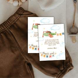 Cartão De Agradecimento Chuva de Bebê Avião Urso É um Menino
