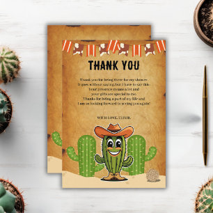 Cartão De Agradecimento Chuva de Bebê Cowboy Little Cactie Cactus