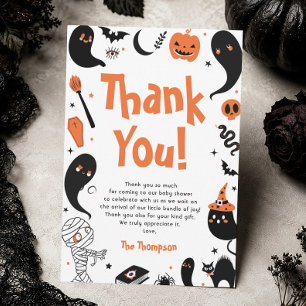 Cartão De Agradecimento Chuva de Bebê de Halloween Laranja Preto