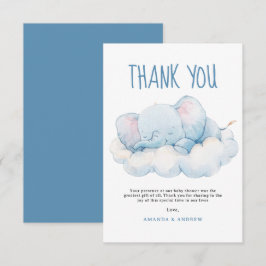 Cartão De Agradecimento Chuva de Bebê Elefante Adormecido, Chuva de Bebê M
