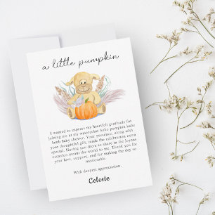 Cartão De Agradecimento Chuva de Bebê em Aquarela Boho Little Lamb Pumpkin