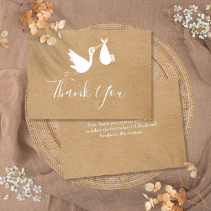 Cartão De Agradecimento Chuva de Bebê Entrega Especial Rustic Kraft