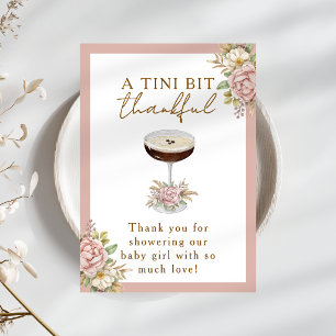 Cartão De Agradecimento Chuva de Bebê Espresso Martini Floral Rosa
