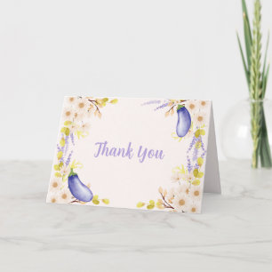 Cartão De Agradecimento Chuva de Bebê Flor de Lavanda Berinjela de Primave