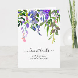 Cartão De Agradecimento Chuva de Bebê Flor Violeta em Aquarela