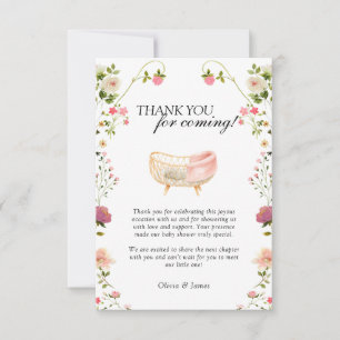Cartão De Agradecimento Chuva de Bebê Floral Boho de Flor Silvestre Neutro