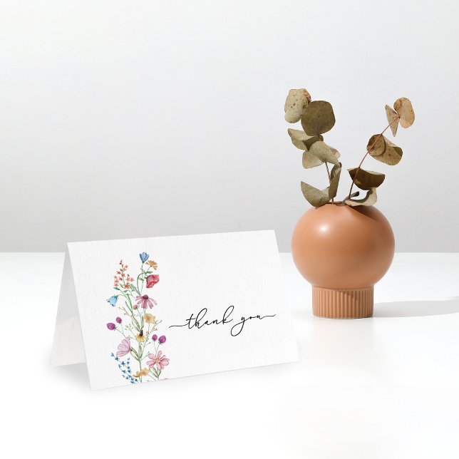 Cartão De Agradecimento Chuva de Bebê Flores Silvestres em Flor (Criador carregado)