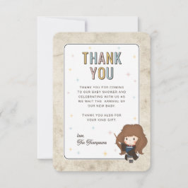 Cartão De Agradecimento Chuva de Bebê Harry Potter Chibi Hermione Mago