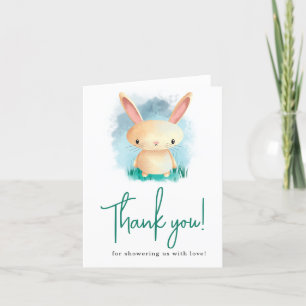Cartão De Agradecimento Chuva de bebê Little Rabbit obrigado