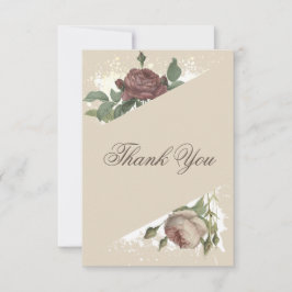 Cartão De Agradecimento Chuva de Bebê Marsala Burgundy Floral Moderno Rúst