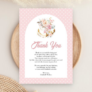 Cartão De Agradecimento Chuva de Bebê Menina Âncora Floral Boho