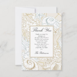 Cartão De Agradecimento Chuva de Bebê no Mar Tema Conchas Náutico Oceano